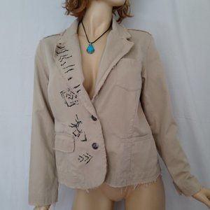 CHICO'S Khaki Button Down Jacket Coat Sz 1/S
